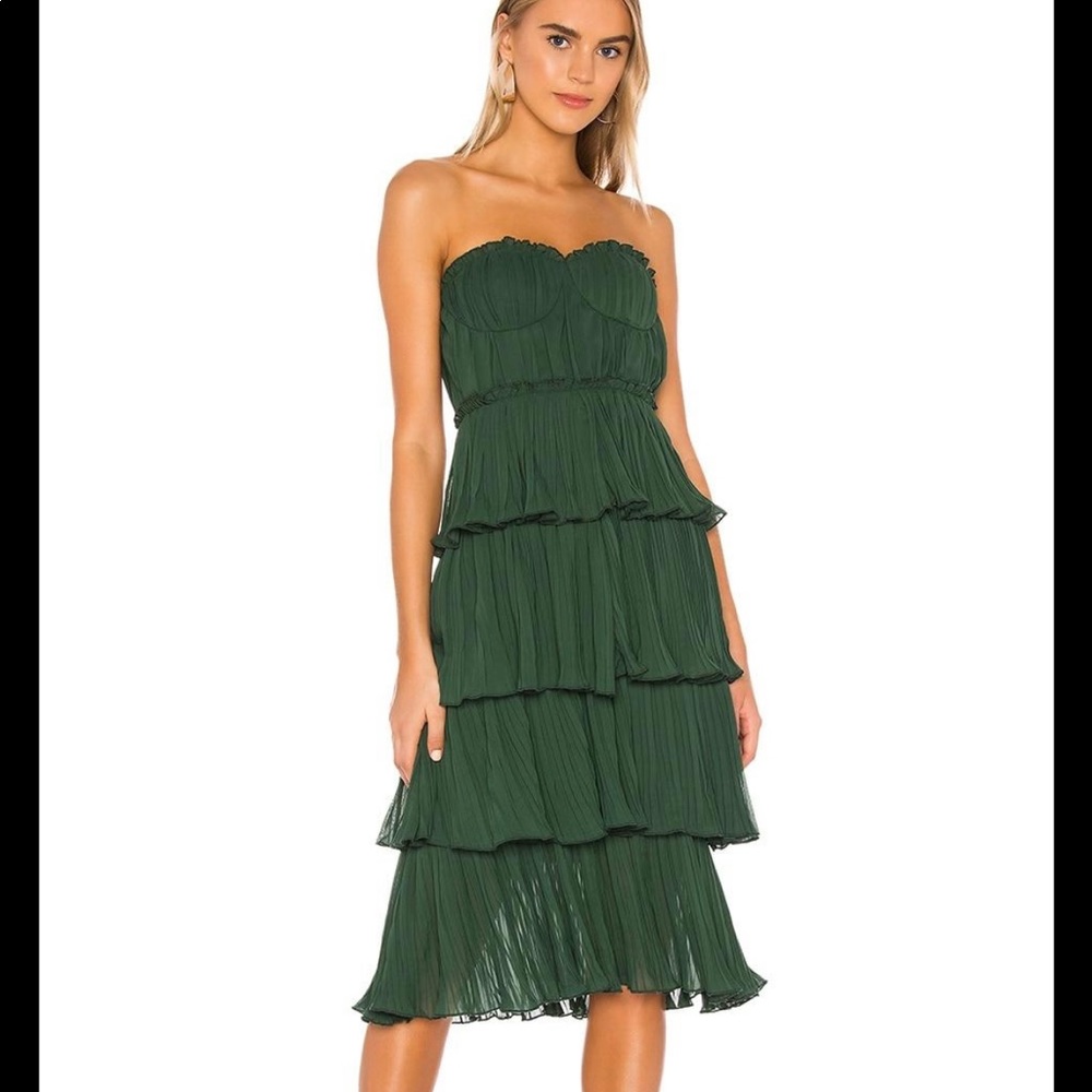 Lovers + Friends Green Ruffle dress